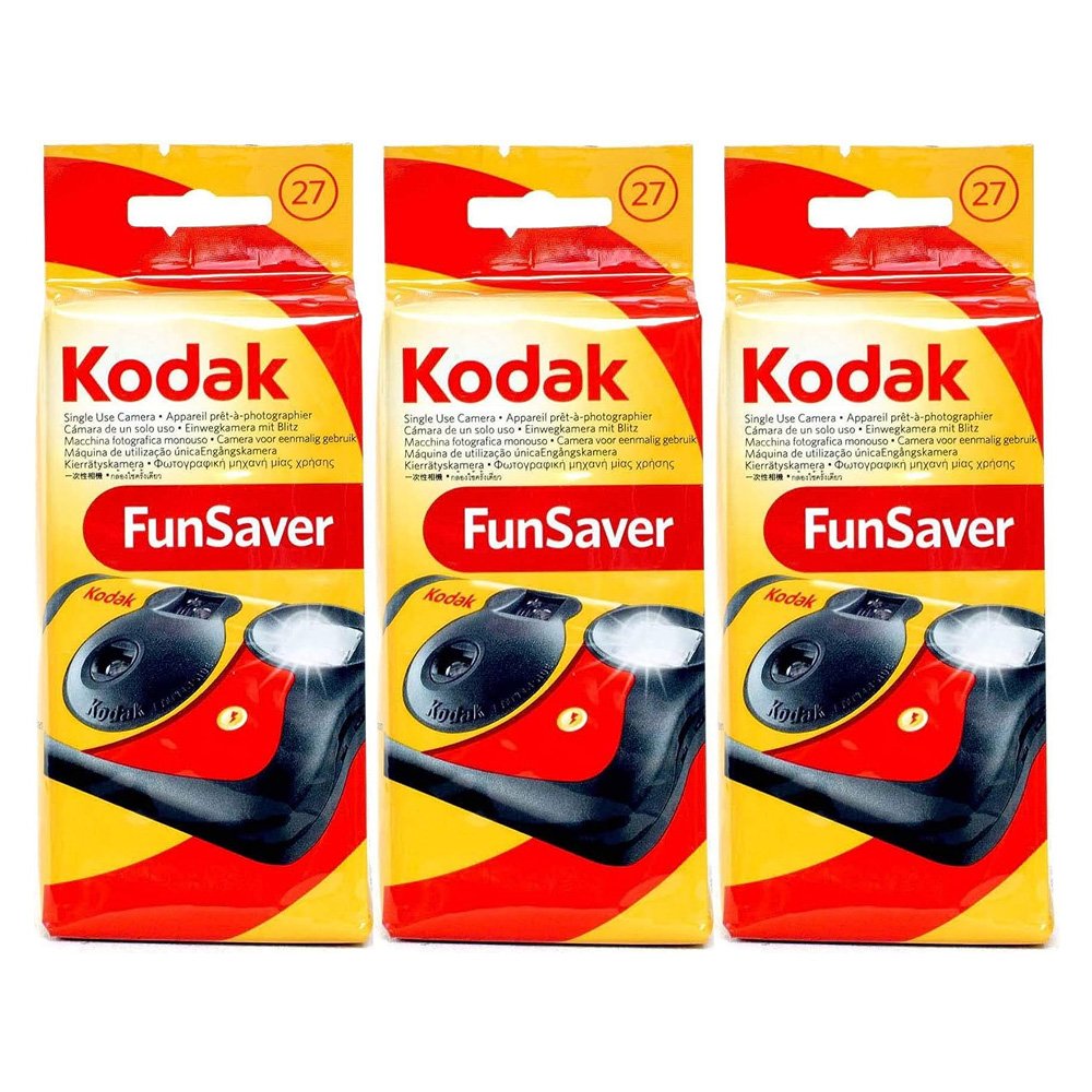 Kodak Cámara de un solo uso, desechable, con flash. Funsaver. Para 27  fotos, fotografías