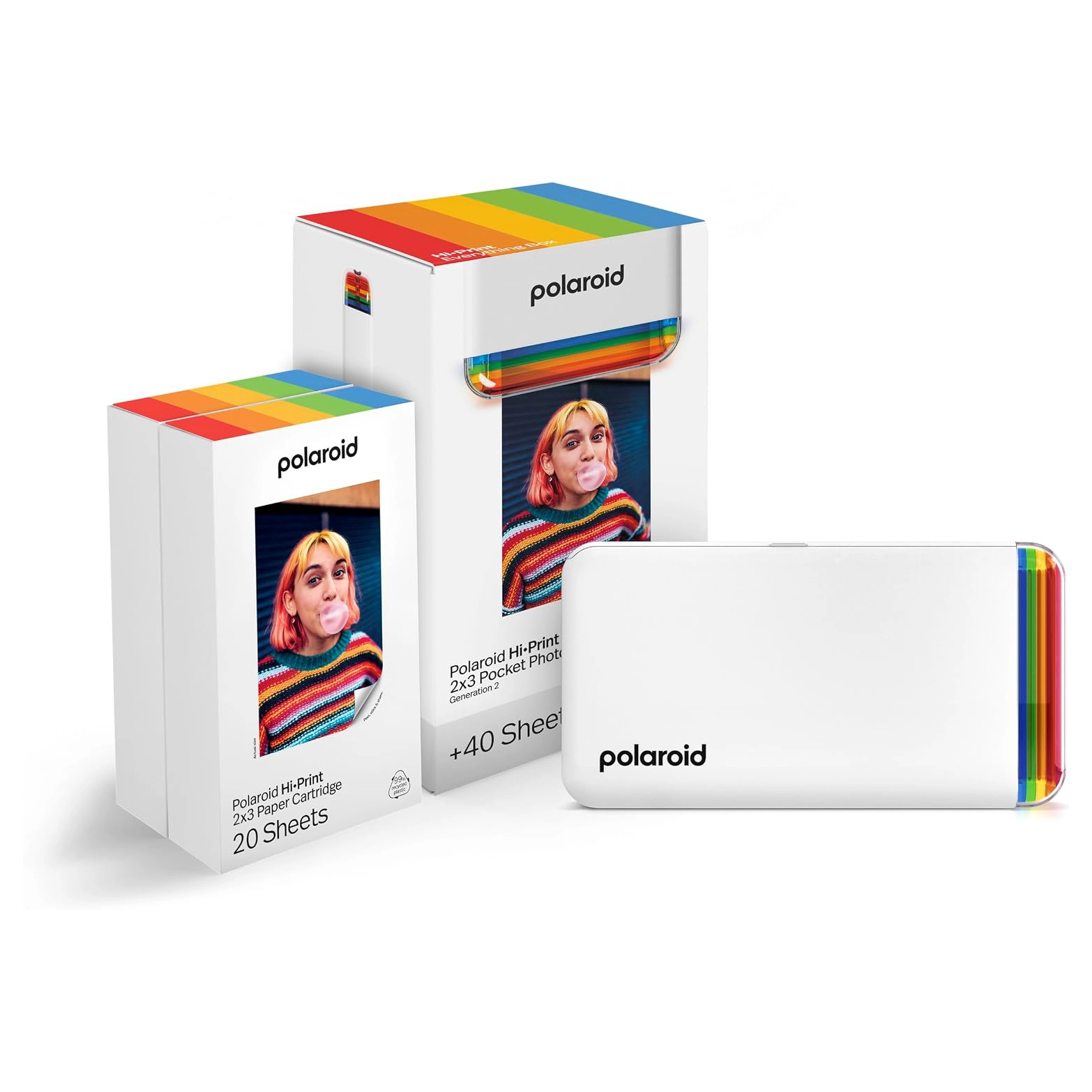 Polaroid Hi·Print 2x3 Gen 2 Starter Set | Impresora Instantánea + Film - 40 hojas - Blanco