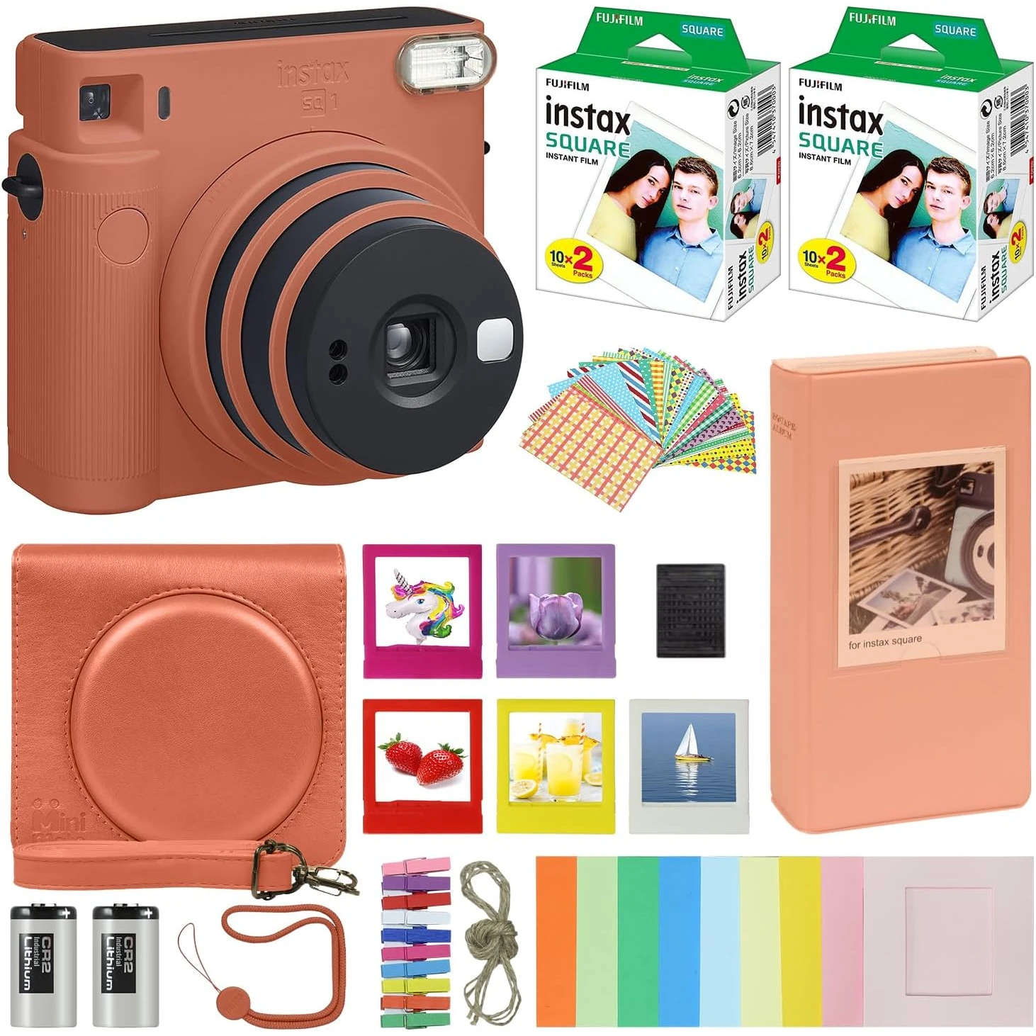 Fujifilm instax SQUARE SQ1 Bundle | Cámara Instantánea + Film + Accesorios - Naranja